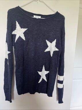 Freshman Navy & White Star Knit Crewneck Sweater - Women's